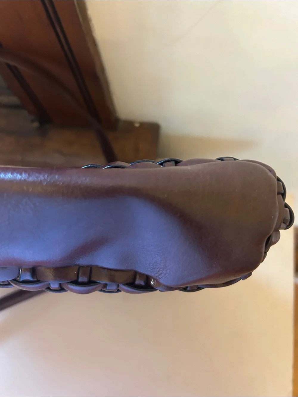 Nine West Woven Brown Leather Tote Bag EUC